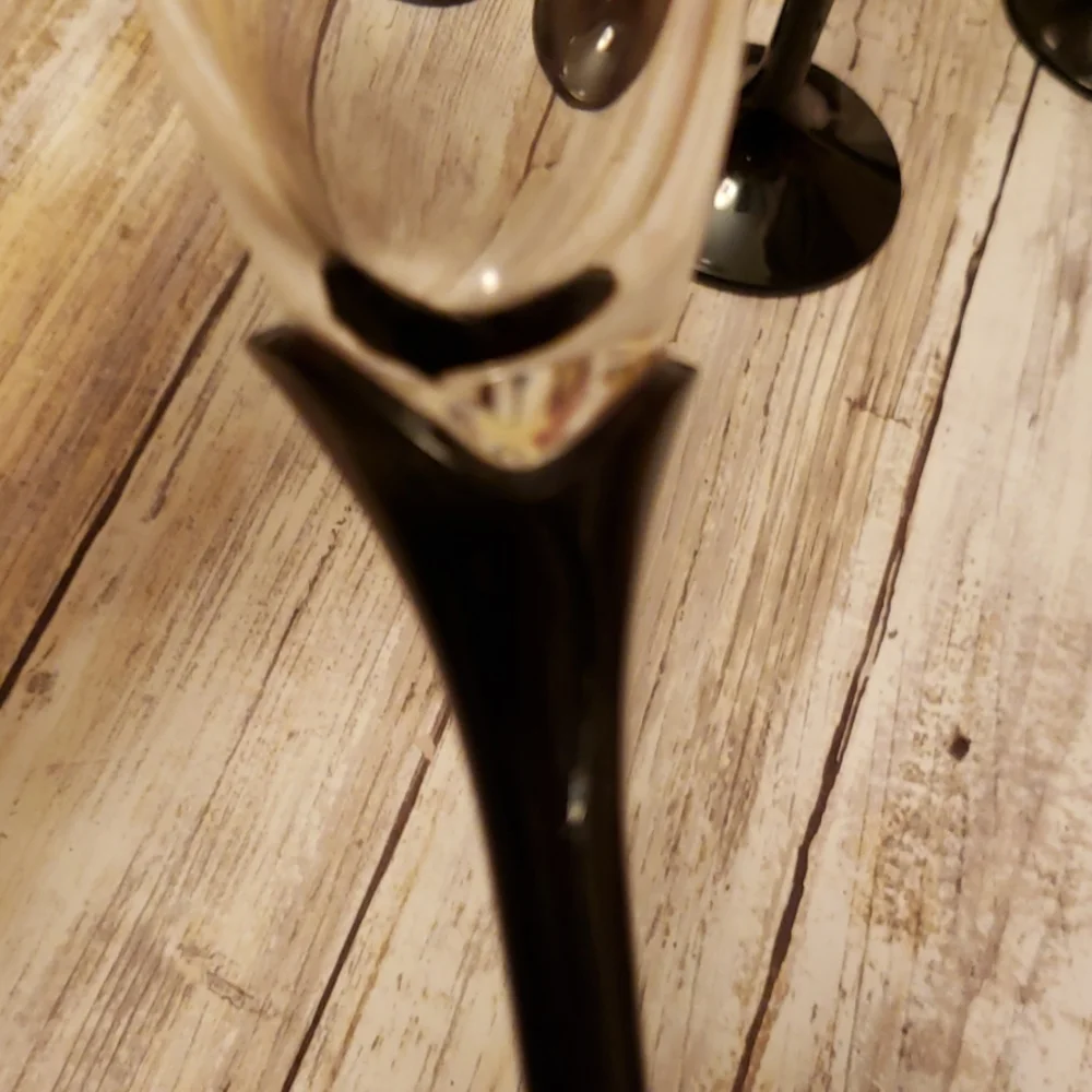 Vintage purple stem champagne flutes - 8 pc